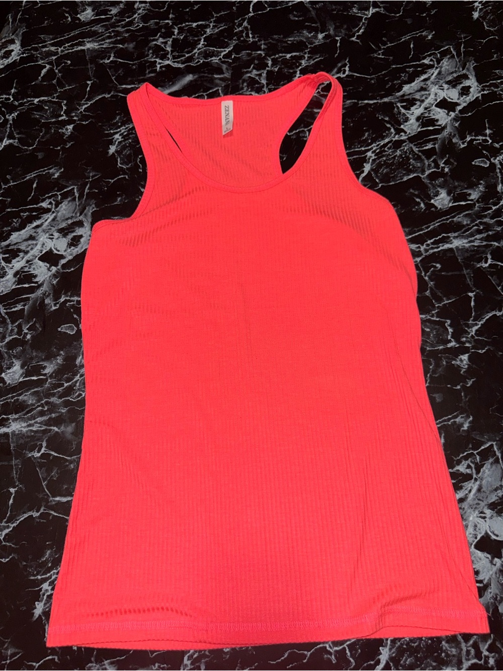 Women's Ribbed Racerback Tank Top - Neon Coral